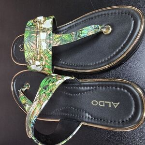 ALDO Women's Tropical Print Sandals - Black and Green